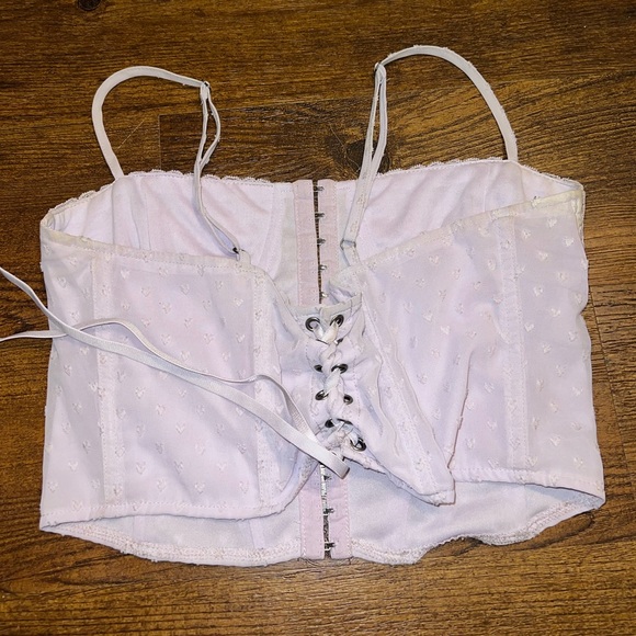 La Hearts Light Pink Adjustable Sexy Lace Corset Sleeveless Sexy Crop Top Size M - Picture 4 of 13